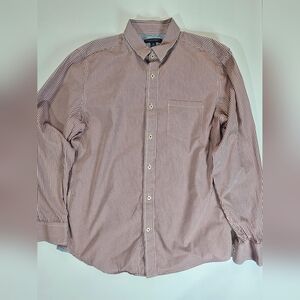 Banana‎ Republic Mens Dress Shirt M 15/15.5 Red White Stripe Soft Wash Preppy